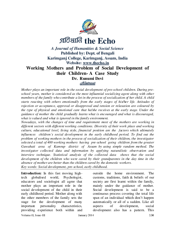 (PDF) Working Mothers and Problem of Social Development of their ...