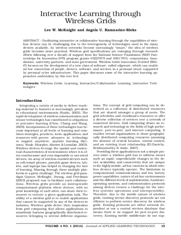 (PDF) Interactive Learning through Wireless Grids