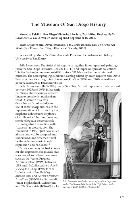 (PDF) Belle Baranceanu The Artist at Work [review] Molly McClain