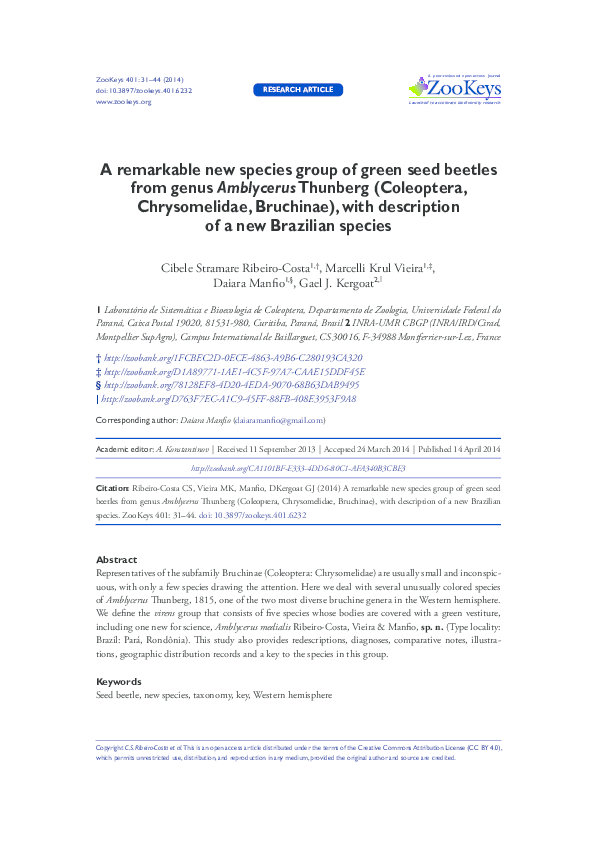 (PDF) A remarkable new species group of green seed beetles from genus ...