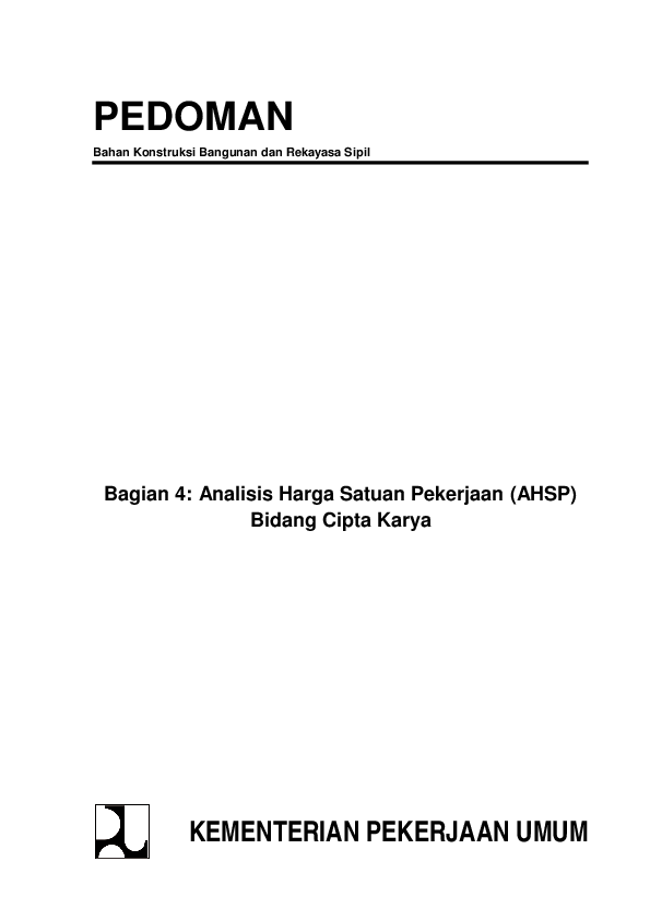 (PDF) Bagian 4: Analisis Harga Satuan Pekerjaan (AHSP) Bidang Cipta