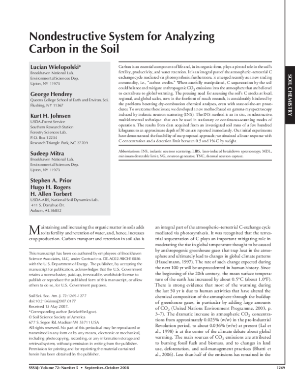 (PDF) Nondestructive System for Analyzing Carbon in the Soil