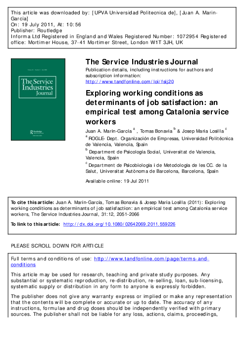 The Service Industries Journal Exploring working conditions as ...