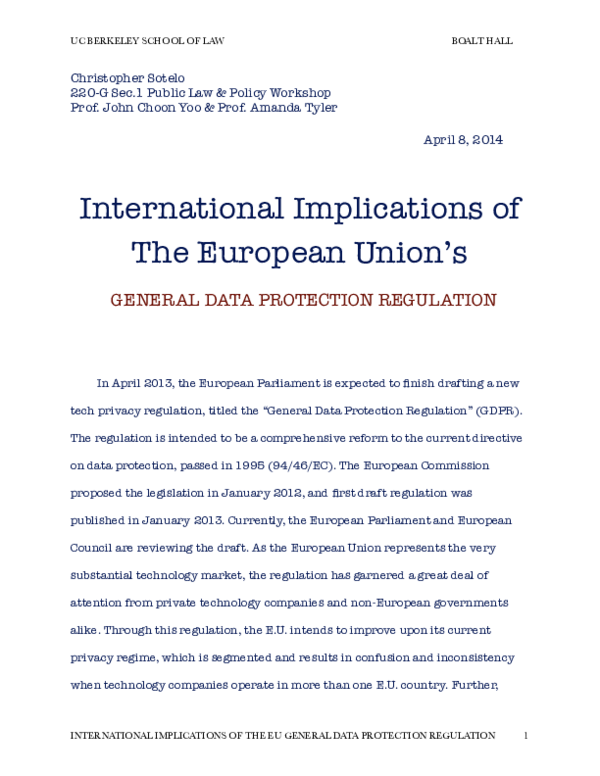 (PDF) Implications of The European Union's General Data Protection ...