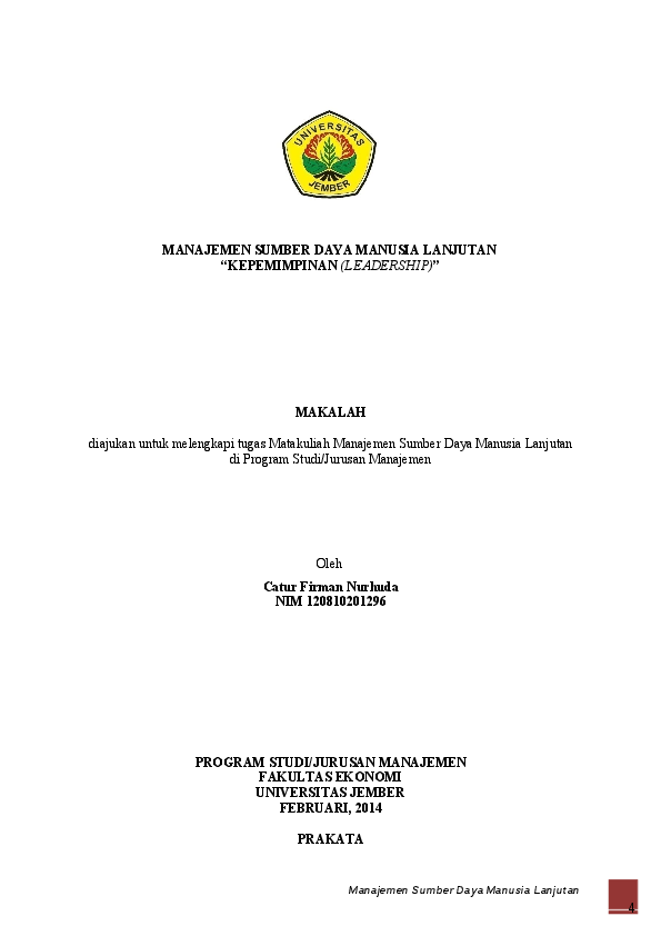 Doc Msdm Lanjutan Leadership Catur Firman Nurhuda Academia Edu