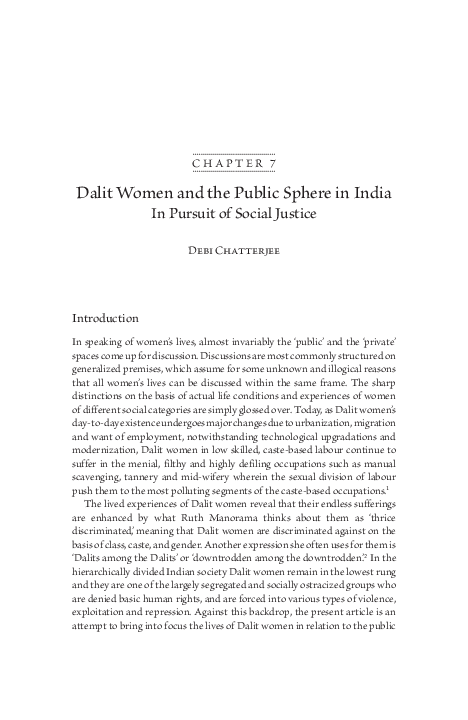 (PDF) Dalit Women and the Public Sphere in India In Pursuit of Social ...