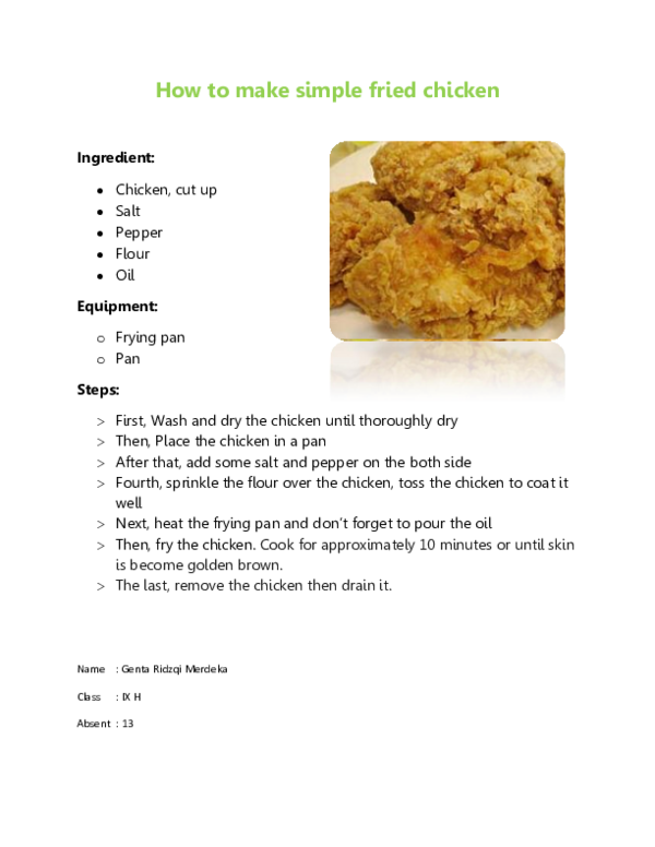(DOC) How to make simple fried chicken Genta R. Merdeka Academia.edu