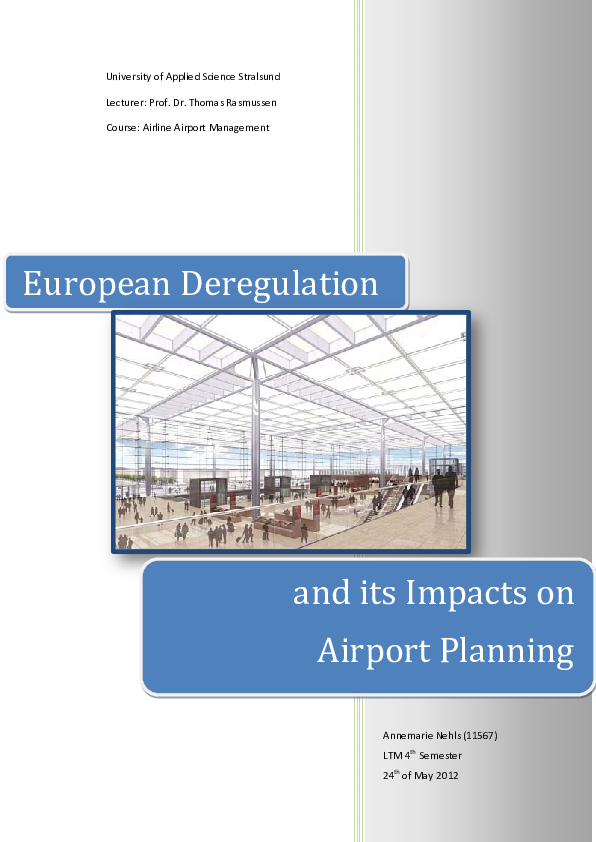 European Deregulation and its Impact on Airline and Airport Managment
