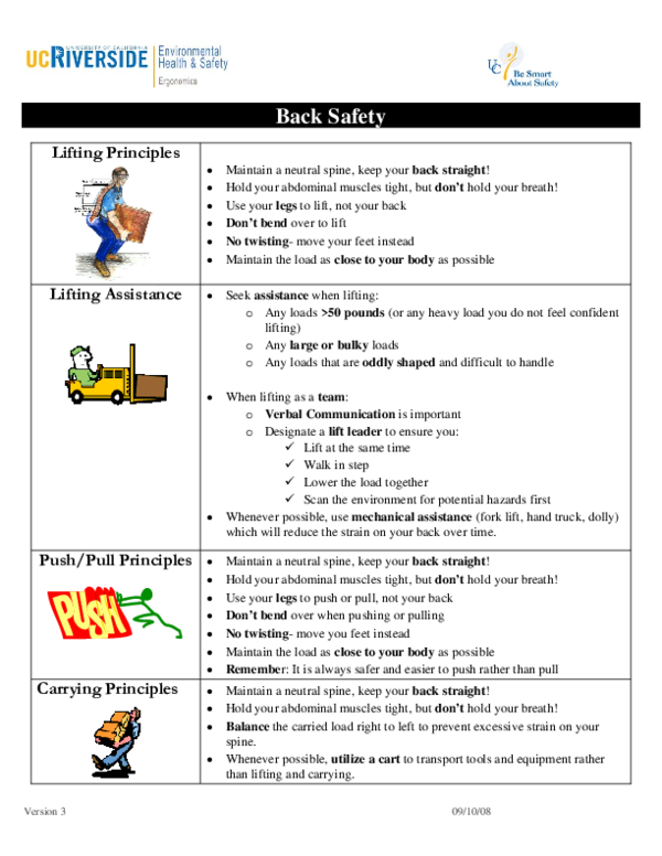 (PDF) Back Safety Lifting Principles