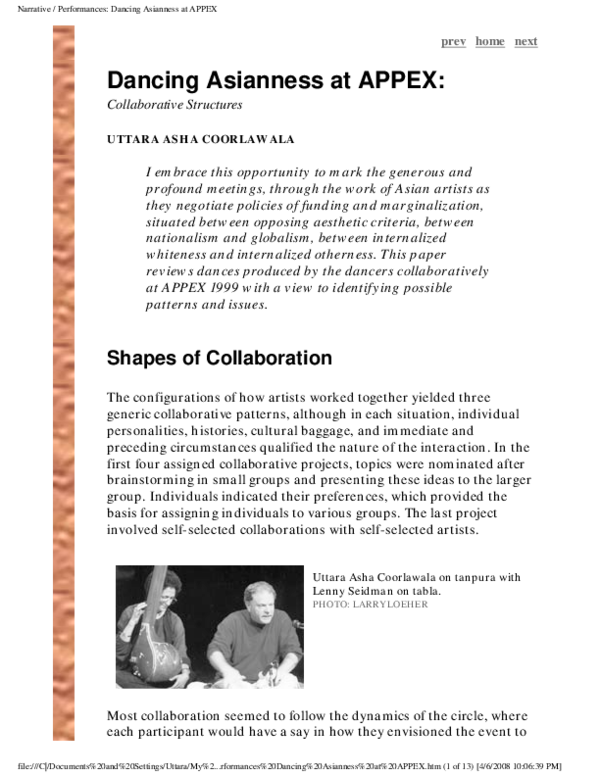 (PDF) Dancing Asianness at APPEXCollaborative Structures Uttara Asha