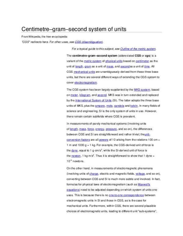 centimeter gram second
