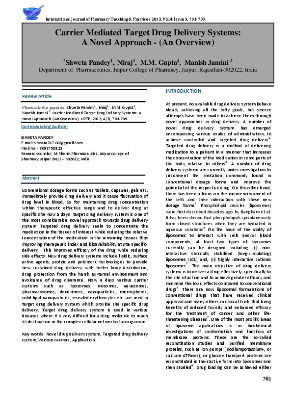 Novel Drug Delivery System Pdf