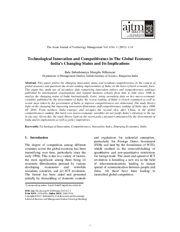 (PDF) Technological Innovation and Competitiveness in the Global ...
