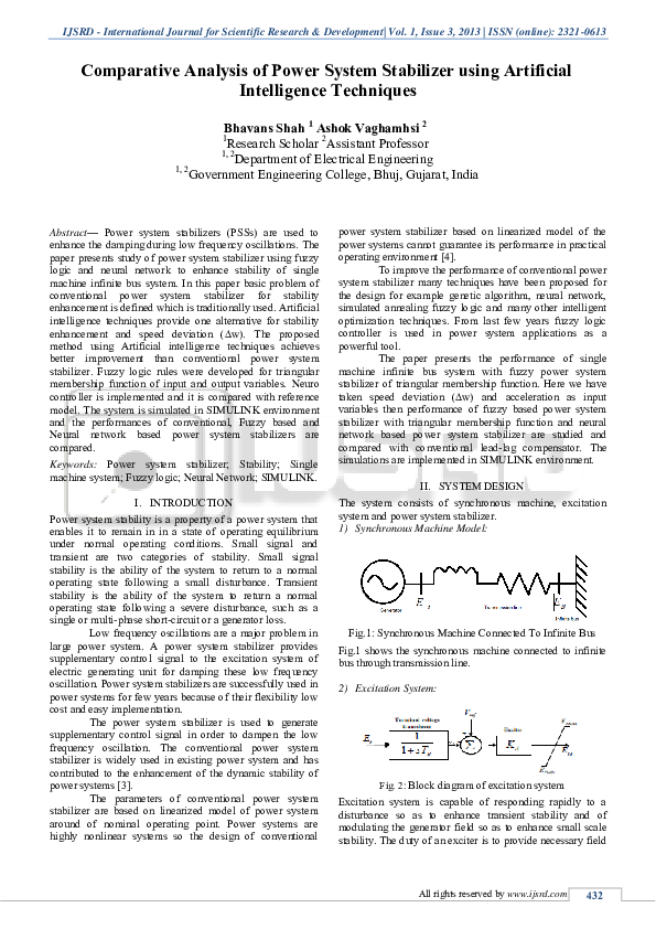 (PDF) Comparative Analysis of Power System Stabilizer using Artificial ...