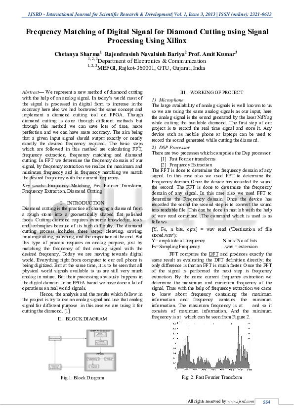 (PDF) Frequency Matching of Digital Signal for Diamond Cutting using