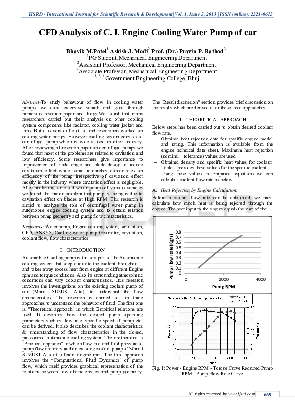 (PDF) CFD Analysis of C. I. Engine Cooling Water Pump of car