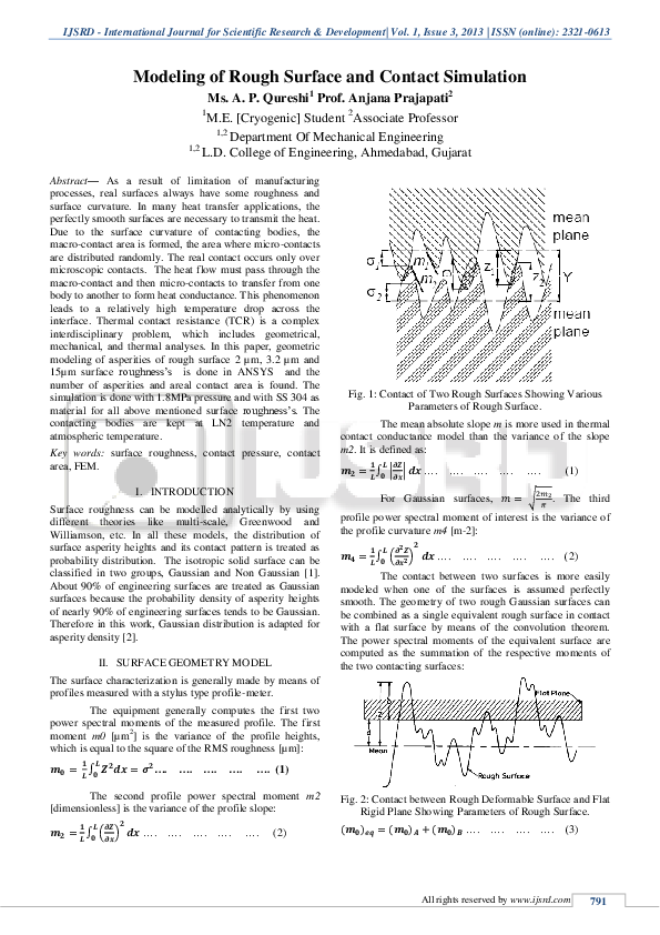(PDF) Modeling of Rough Surface and Contact Simulation