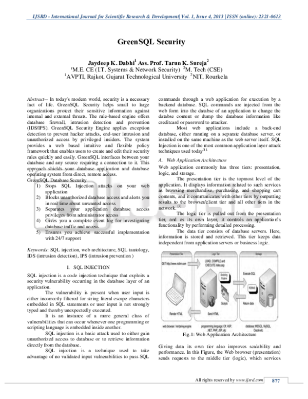 (PDF) GreenSQL Security