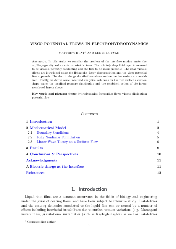 (PDF) Visco-potential flows in electrohydrodynamics