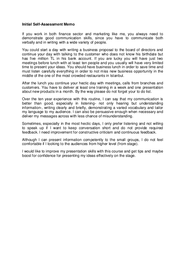 Self-assessment letter for english class image