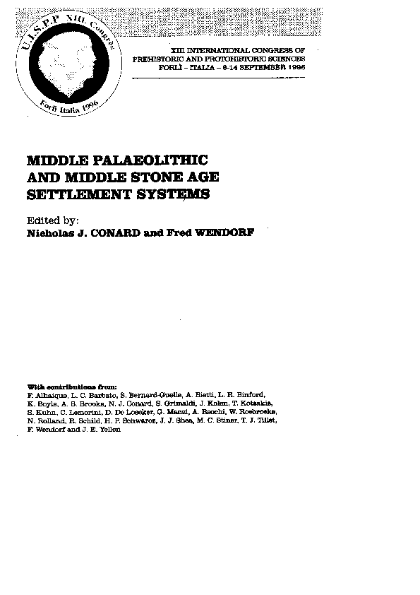 MIDDLE PALEOLITHIC SETTLEMENT IN THE RHINELAND
