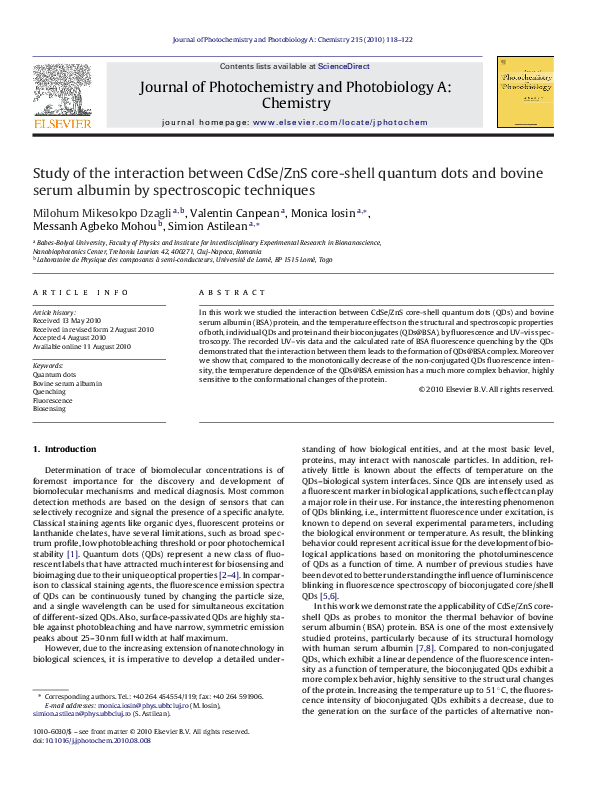 (PDF) Study of the interaction between CdSe/ZnS core-shell quantum dots ...