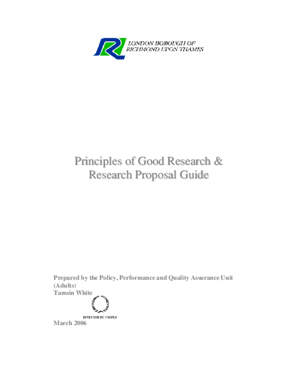 (PDF) Principles of Good Research & Research Proposal Guide LUAN