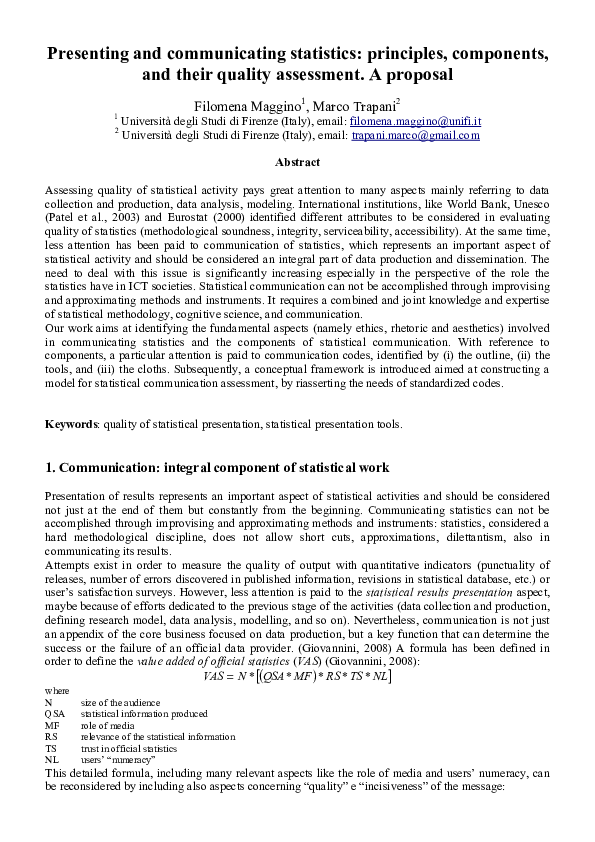 (PDF) Presenting and communicating statistics: principles, components ...