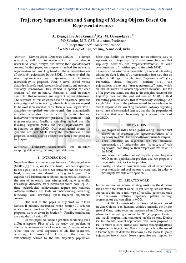 (PDF) Trajectory Segmentation and Sampling of Moving Objects Based On ...