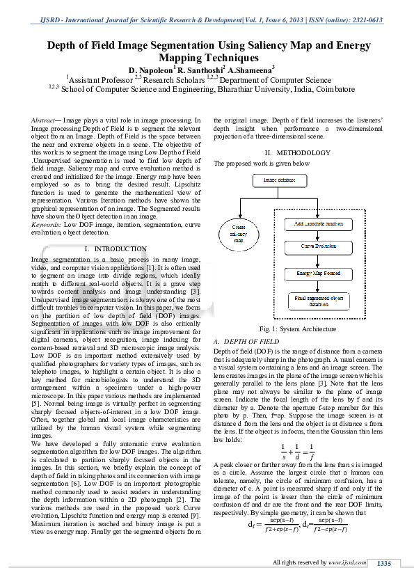 (PDF) Depth of Field Image Segmentation Using Saliency Map and Energy ...
