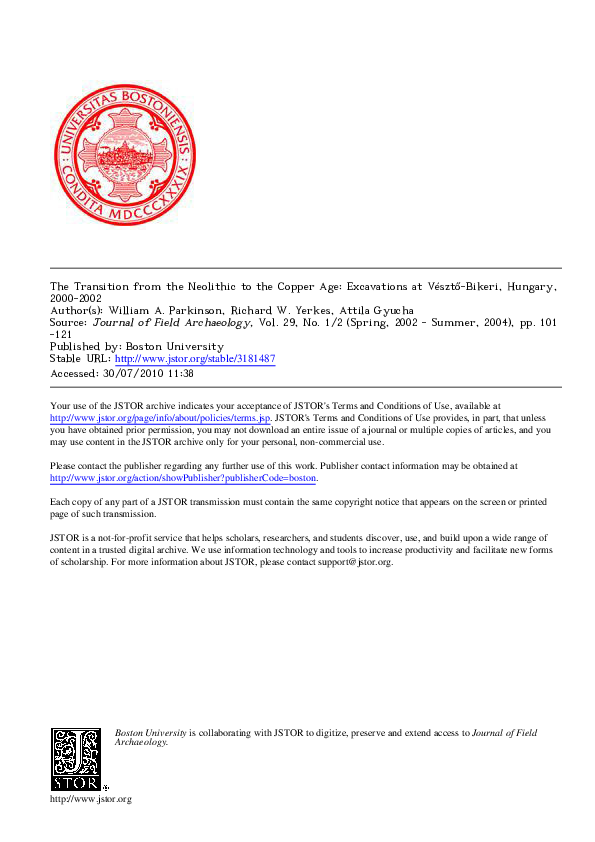 (PDF) The Transition to the Copper Age on the Great Hungarian Plain