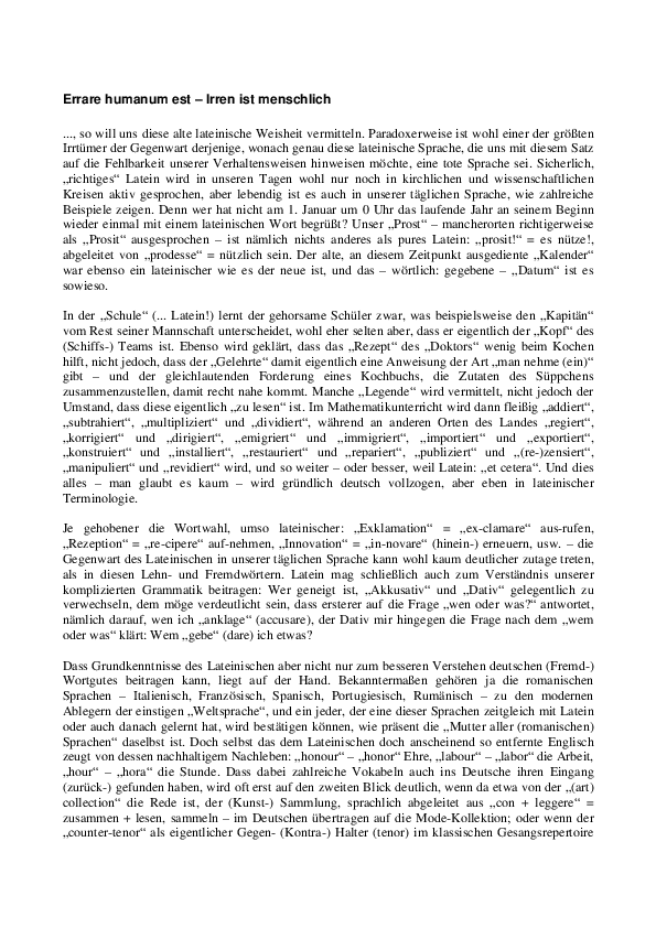 Irren Ist Menschlich Latein