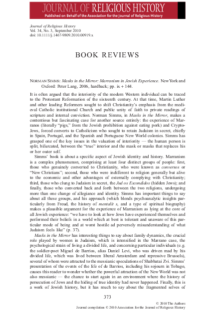 (PDF) Norman Simms, Masks in the Mirror