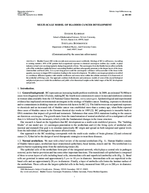 (PDF) MULTI-SCALE MODEL OF BLADDER CANCER DEVELOPMENT