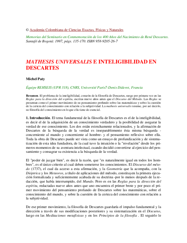 Mathesis universalis meaning picture