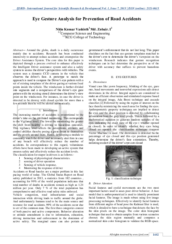 Pdf Eye Gesture Analysis For Prevention Of Road Accidents Ijsrd International Journal For Scientific Research And Development Academia Edu academia edu