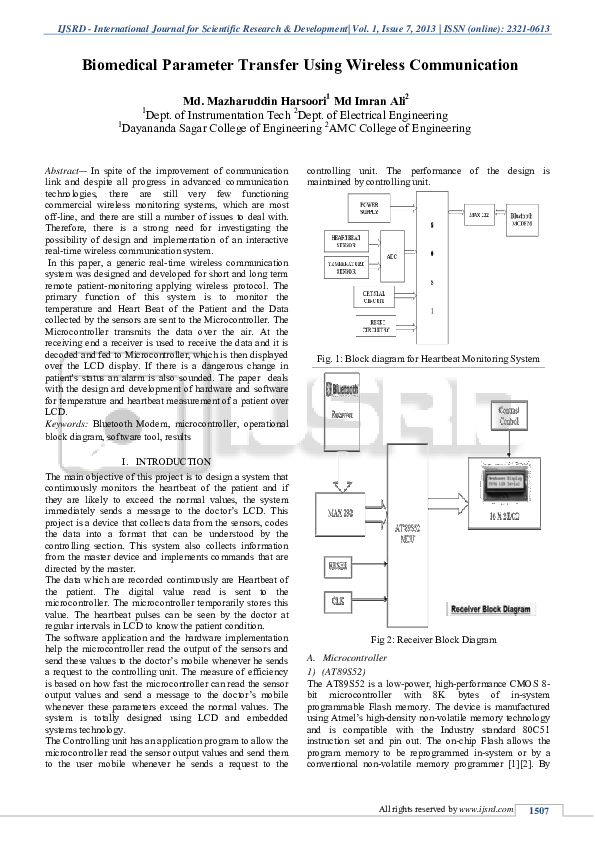 (PDF) Biomedical Parameter Transfer Using Wireless Communication