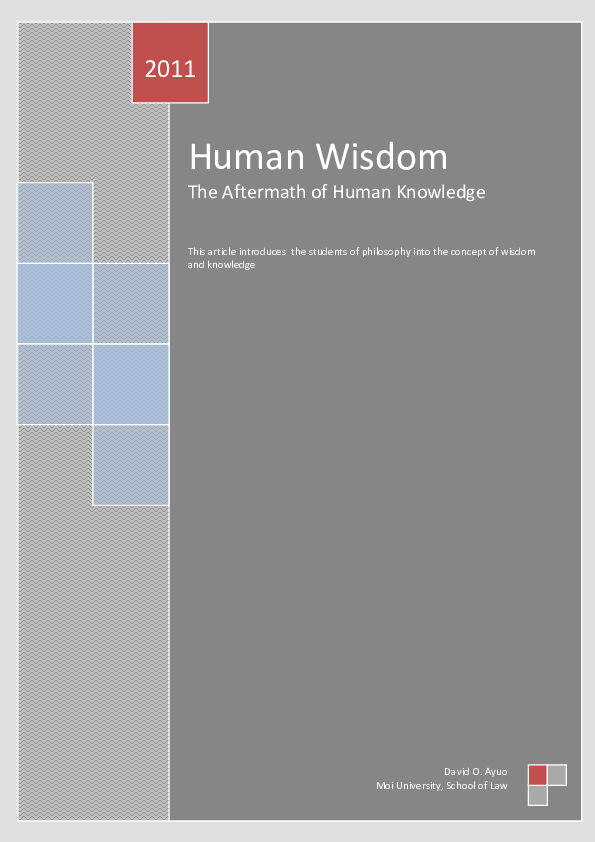 Human Wisdom The Aftermath of Human Knowledge