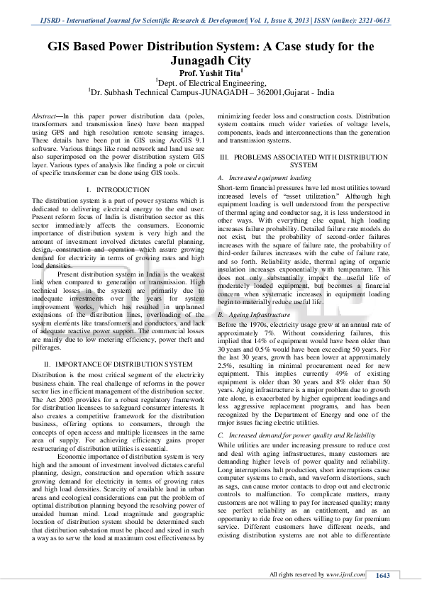 (PDF) GIS Based Power Distribution System A Case study for the