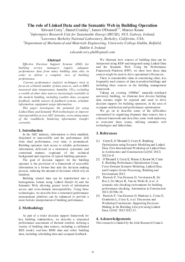 (PDF) The role of Linked Data and the Semantic Web in Building Operation