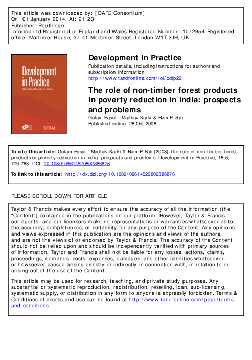 (PDF) Development in Practice The role of non-timber forest products in ...