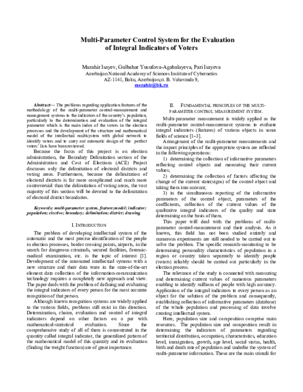 (DOC) Multi-Parameter Control System for the Evaluation of Integral ...