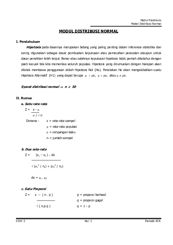 (PDF) modul distribusi normal