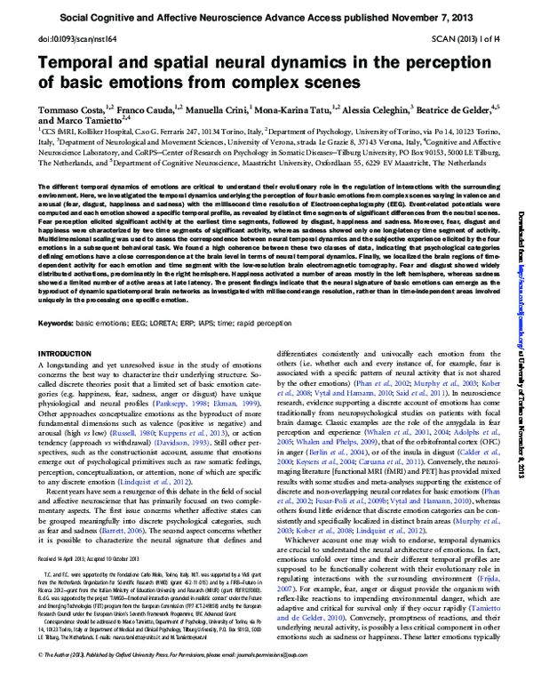 (PDF) Temporal and spatial neural dynamics in the perception of basic ...