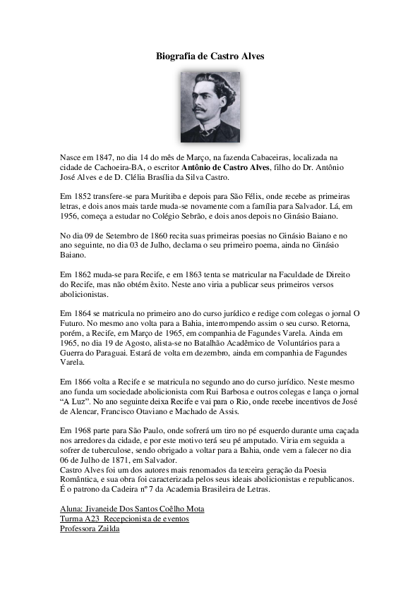 (DOC) Biografia de Castro Alves