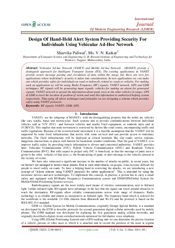 (PDF) Design Of Hand-Held Alert System Providing Security For ...
