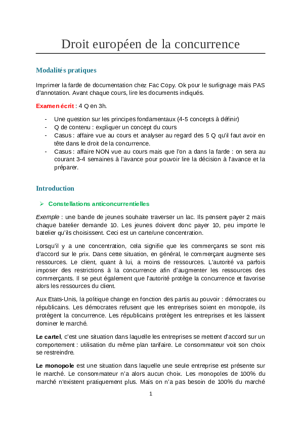 (DOC) Droit europeen de la concurrence END
