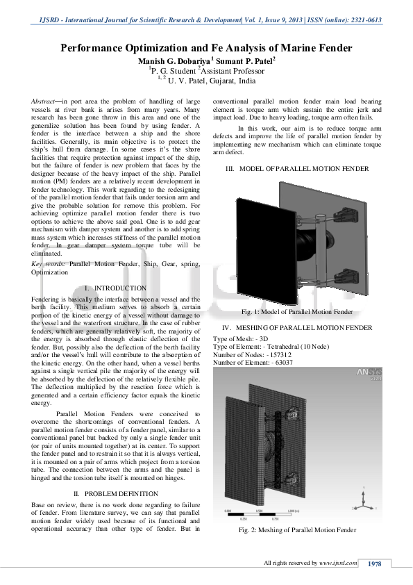 (PDF) Performance Optimization and Fe Analysis of Marine Fender