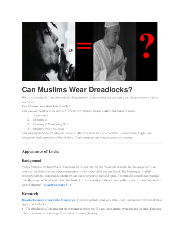 (DOC) Can Muslims Wear Dreadlocks? Daniel Oliver Academia.edu