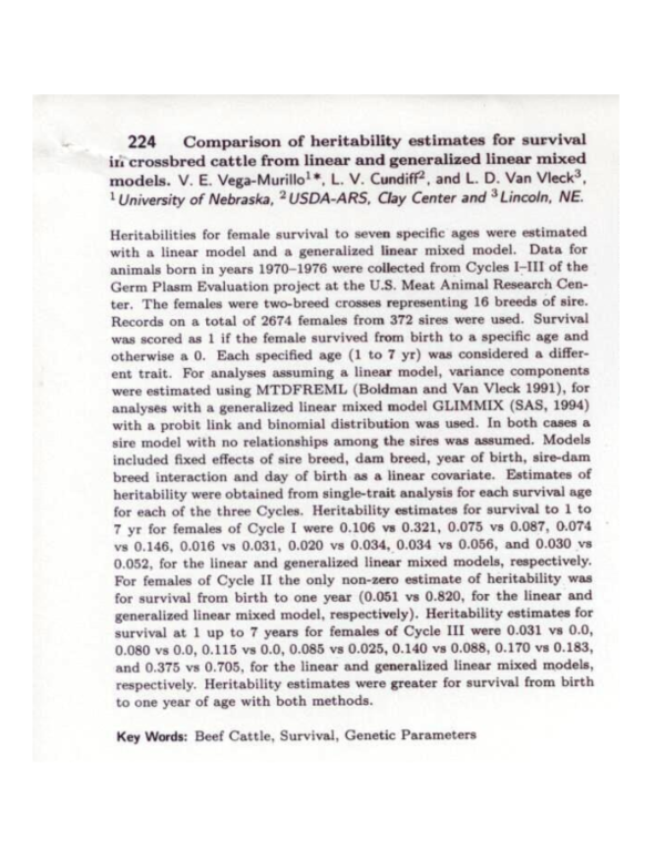 (PDF) Comparison of heritability estimates for survival in crossbred ...